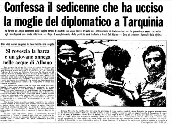 Tarquinia - L'articolo dell'Unità sull'omicidio compiuto da Stefano Mecarini nel '76