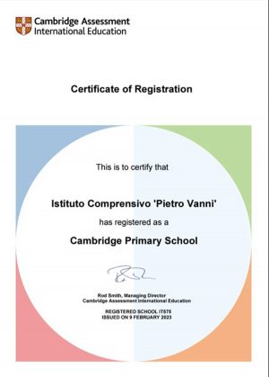 Certificato di accreditamento della primaria "Volta"