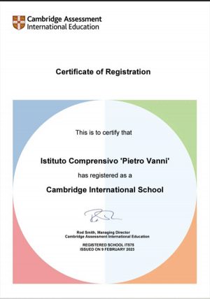 Certificato di accreditamento della secondaria di I grado "Vanni"