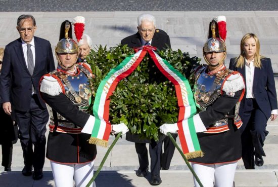 Roma -162° anniversario della Giornata dell'Unità Nazionale - Mattarella con La Russa e Meloni