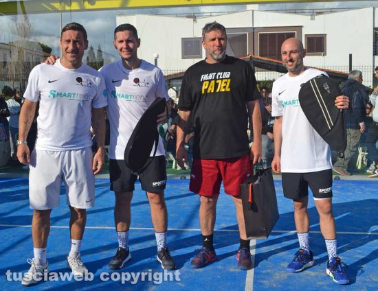 Totti e Candela con i vincitori del torneo di padel