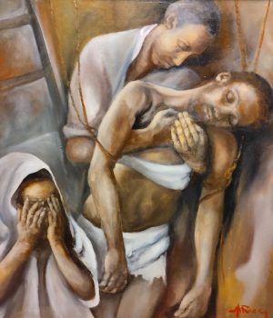 Un particolare della "Deposizione" di Alvaro Ricci