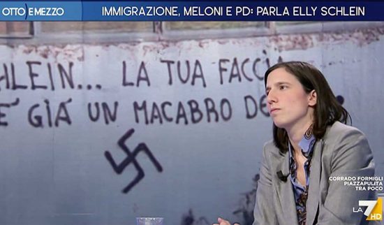 Elly Schlein ospite a Otto e mezzo - La scritta apparsa a Viterbo