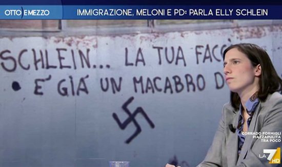 Elly Schlein ospite a Otto e mezzo - La scritta apparsa a Viterbo