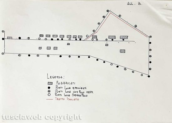 Ronciglione - Chemical city - Una mappa della zona del 1986 militare e dell'impianto di illuminazione