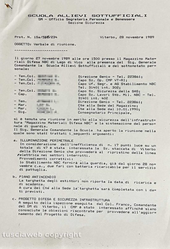 Ronciglione - Chemical city - Un documento riguardante la fatiscente dell'impianto di illuminazione