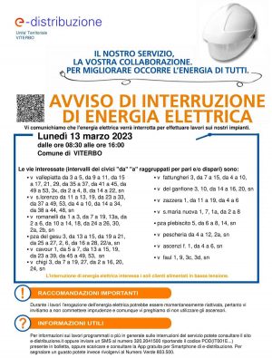 Avviso di interruzione dell’energia elettrica