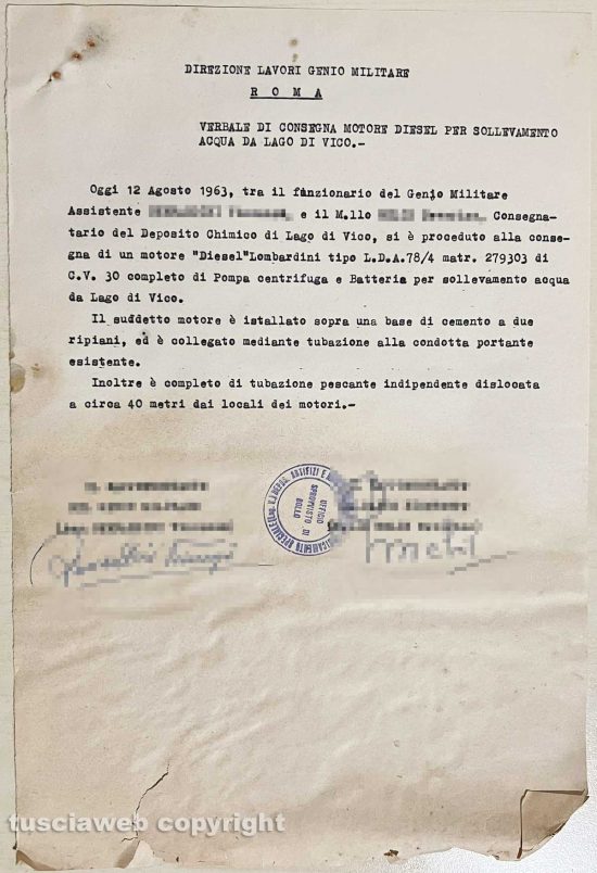 Ronciglione - Chemical city - Un documento sull'impianto idrico del 1963