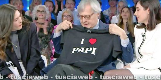 Vittorio Sgarbi ospite di Domenica In con le figlie Alba ed Evelina