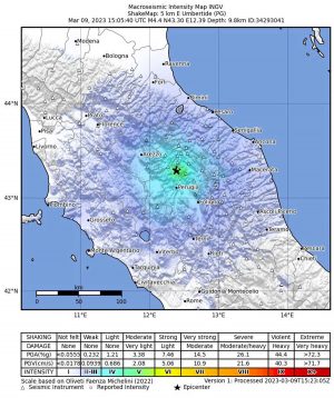 Terremoto a Umbertide - I dati dell'Ingv