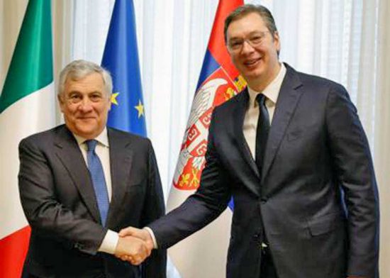 Antonio Tajani e Aleksandar Vucic