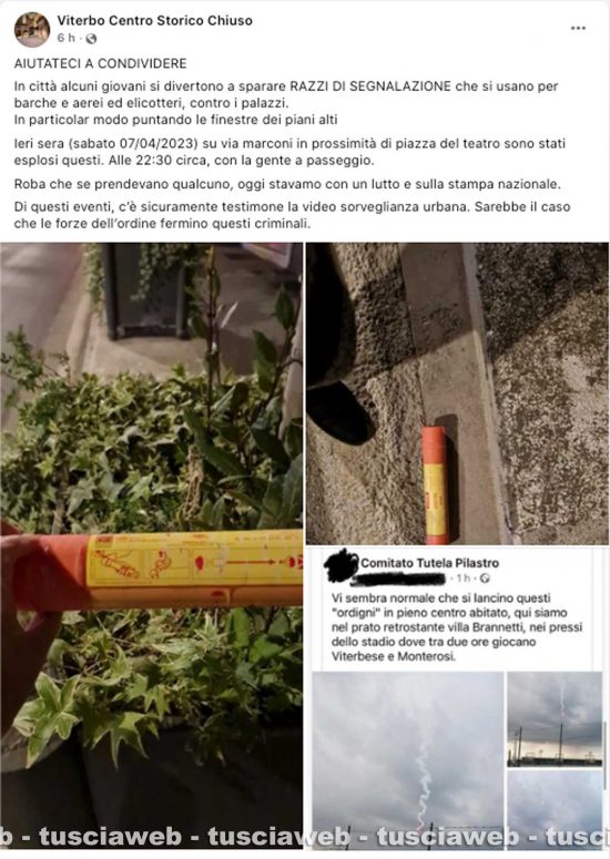 Viterbo - Un post su un razzo lanciato in città