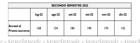 Viterbo - Gli accessi al pronto soccorso - Dati report Asl-regione Lazio