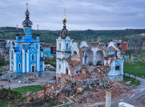 Missile sulla chiesa di San Michele a Zaporizhzhia