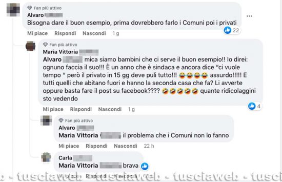 I commenti dei lettori sulla pagina ufficiale di Tusciaweb