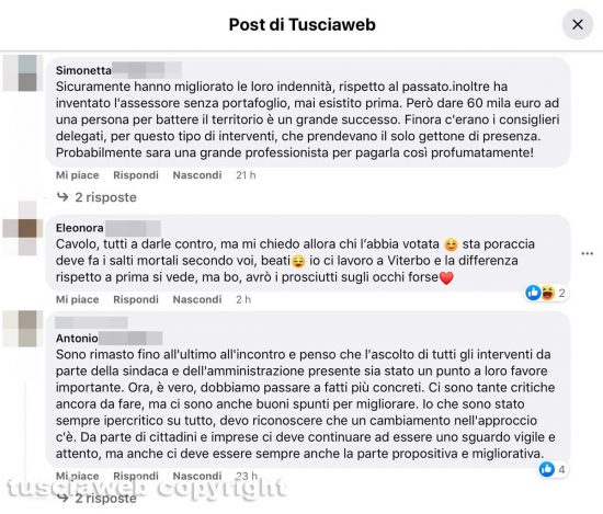 I commenti su Facebook nei confronti dell'amministrazione di Chiara Frontini