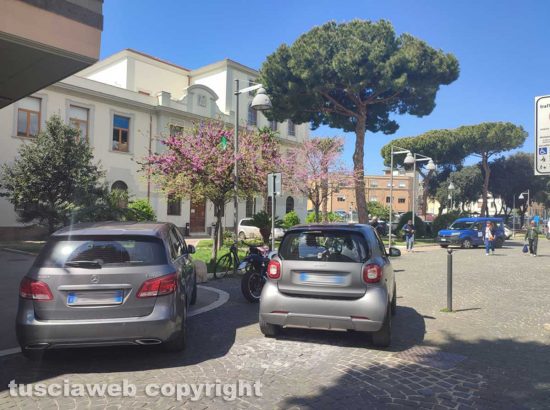 Civitavecchia - Le auto parcheggiate davanti al comune