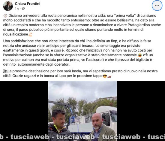 Viterbo - Smontaggio ruota panoramica - Il post sulla pagina di Chiara Frontini