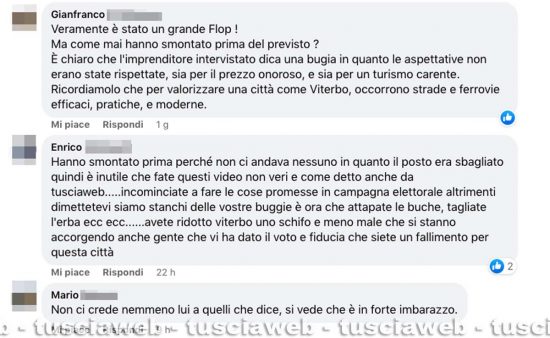 I commenti dei follower della sindaca Frontini sotto il post sulla ruota panoramica