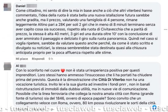 I commenti dei follower della sindaca Frontini sotto il post sulla ruota panoramica