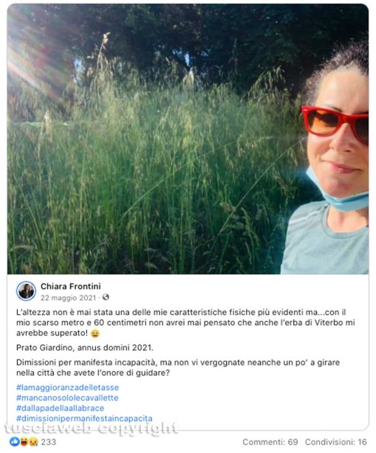 Quando Chiara Frontini chiedeva le dimissioni di Arena & c. per l'erba alta