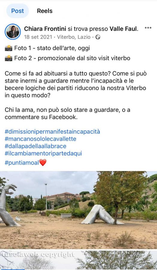 Un post di Chiara Frontini, quando stava all'opposizione