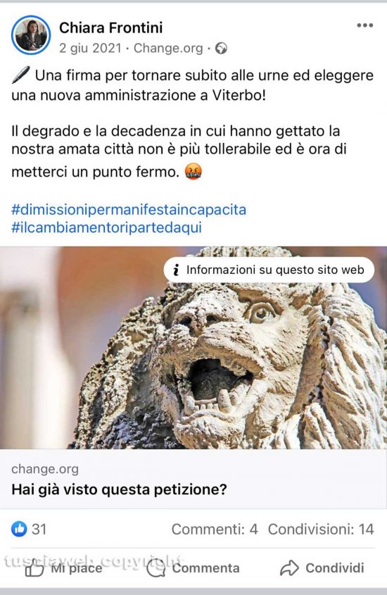 Un post di Chiara Frontini, quando stava all'opposizione