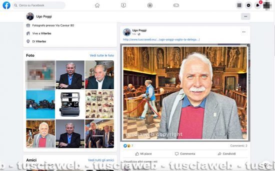 L'articolo “Voglio la delega al decoro urbano” condiviso da Ugo Poggi sulla sua bacheca Facebook