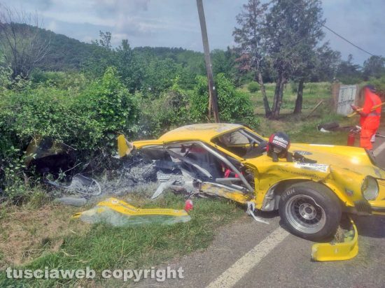 Montefiascone -L'incidente della vettura numero 37 alla 26esima cronoscalata