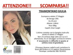 L'annuncio della scomparsa di Giulia Tramontano