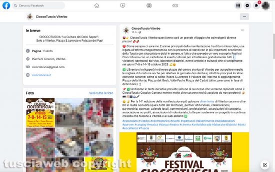 Il post di CioccoTuscia su Facebook