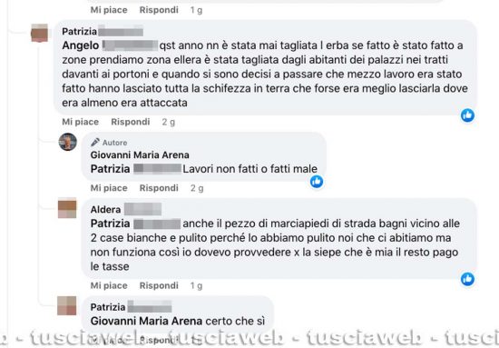 I commenti dei cittadini sotto al post di Giovanni Maria Arena su Facebook