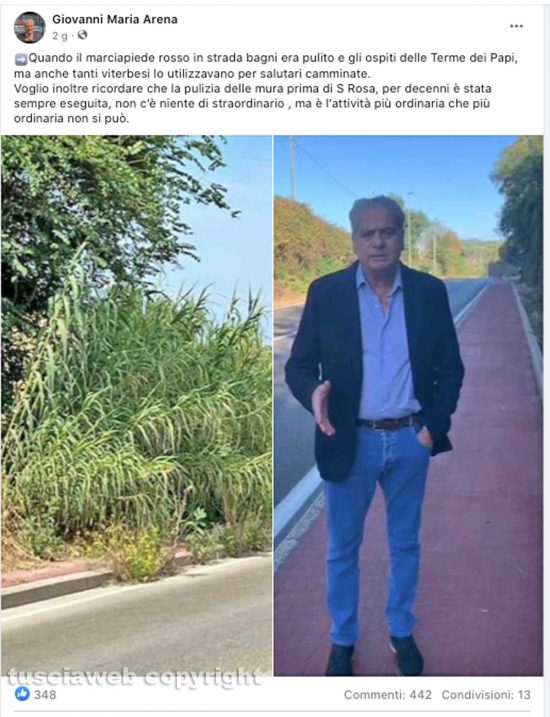 Il post di Giovanni Arena sul marciapiede rosso
