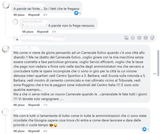 I commenti sotto il post della sindaca Frontini che lancia l'incontro a un anno dalla vittoria elettorale