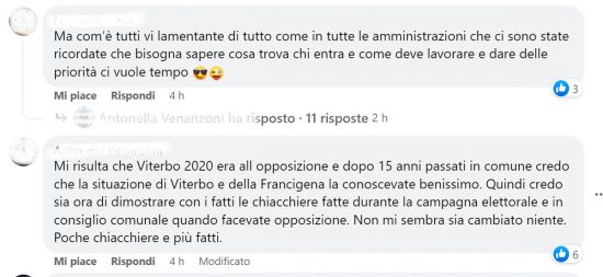 I commenti sotto il post della sindaca Frontini che lancia l'incontro a un anno dalla vittoria elettorale