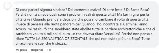 I commenti sotto il post della sindaca Frontini che lancia l'incontro a un anno dalla vittoria elettorale