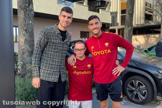 Francesco Accettone con Gianluca Mancini e Lorenzo Pellegrini