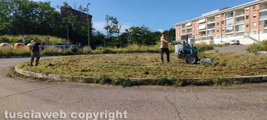 Viterbo - Gli abitanti di Colle Verde si tagliano l'erba 