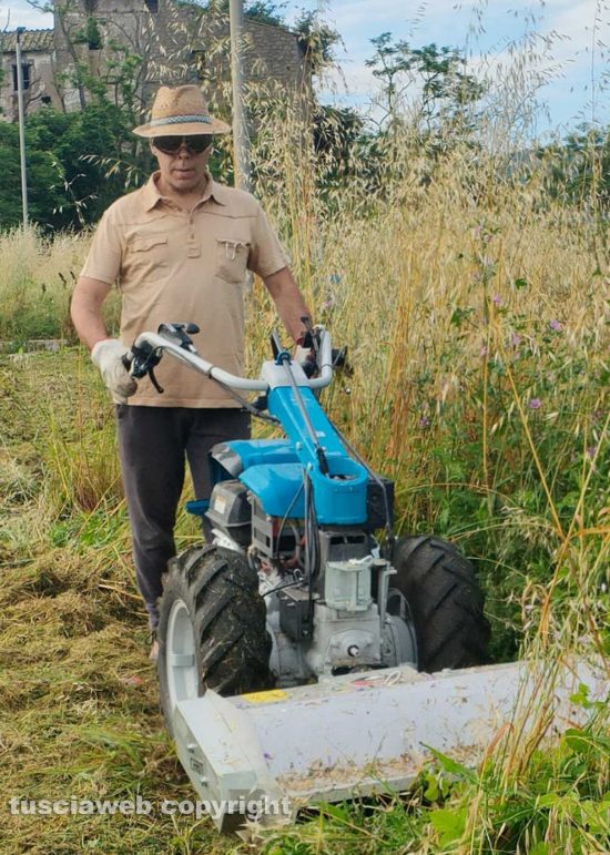 Viterbo - Gli abitanti di Colle Verde si tagliano l'erba 