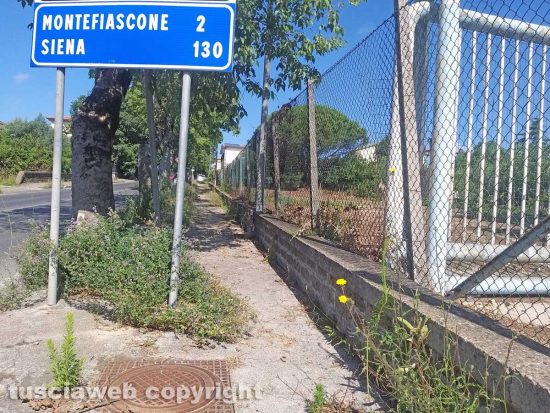 Montefiascone - Il marciapiede con l'erba alta sulla Cassia a Zeppponami