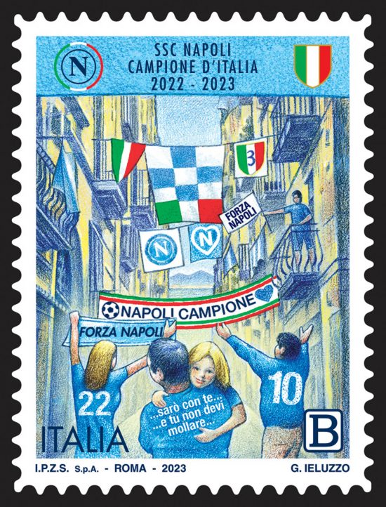 Un francobollo per la squadra del Napoli