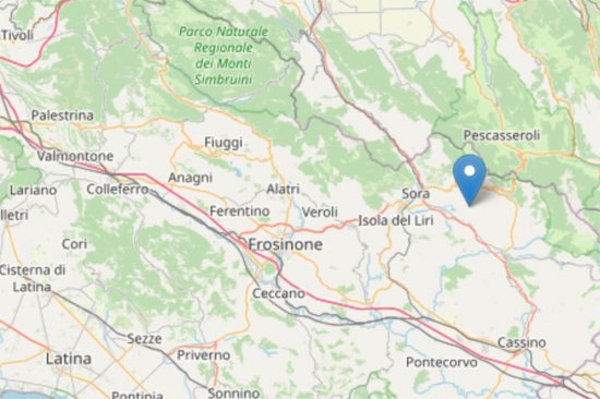 Scossa di terremoto di magnitudo 2,7 in provincia di Frosinone