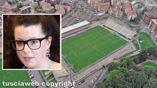 Sport - Lo stadio Rocchi e nel riquadro la sindaca Chiara Frontini