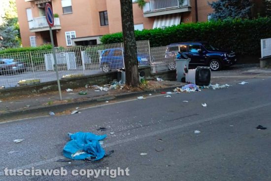 Viterbo - Rifiuti rovesciati in via Monte Cervino