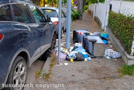 Viterbo - Rifiuti rovesciati in via Monte Cervino