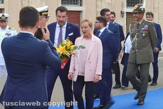 Giorgia Meloni e Matteo Salvini a Civitavecchia