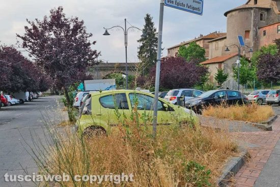 Viterbo - Incuria nel parcheggio sotto Villa Lante