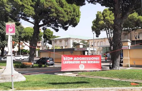  Tarquinia - Lo striscione di Fp Cgil Viterbo