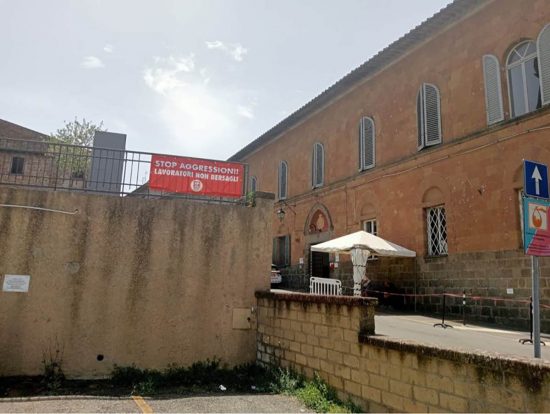 Acquapendente - Lo striscione di Fp Cgil 