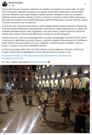 Viterbo - Piazza del Comune pedonalizzata. il posto della sindaca Chiara Frontini